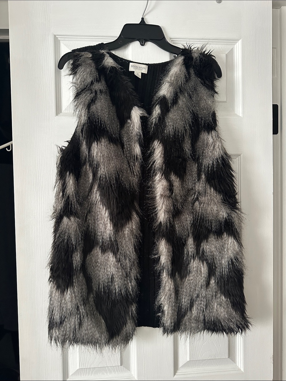 Faux Fur Vest in Black and Gray